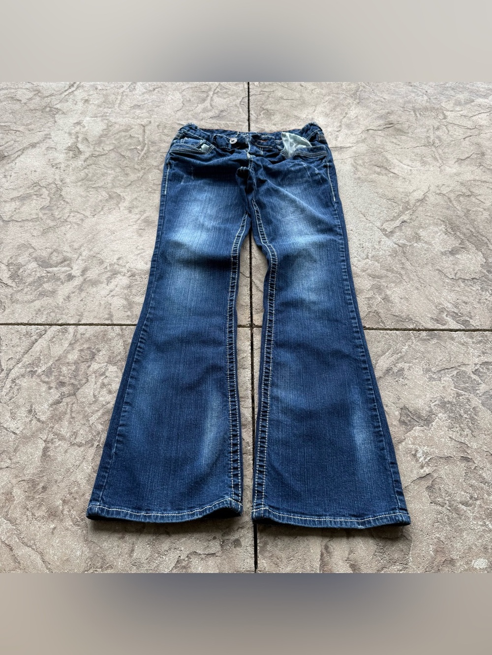 Vintage 00s Y2K Ariya Dark Wash Bootcut Flare Jeans Flap Pocket Size 9/10